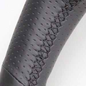 REAL PREMIUM SERIES D SHAPE NAPPA ALL LEATHER BLACK EURO STITCH STEERING WHEEL FOR TOYOTA ALPHARD 30  S210-LPB-BK