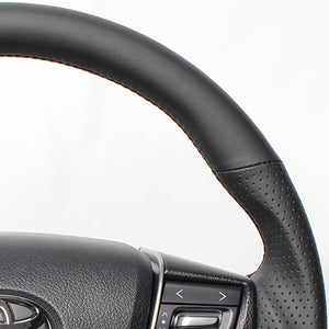 REAL PREMIUM SERIES D SHAPE NAPPA ALL LEATHER BLACK EURO STITCH STEERING WHEEL FOR TOYOTA ALPHARD 30  S210-LPB-BK