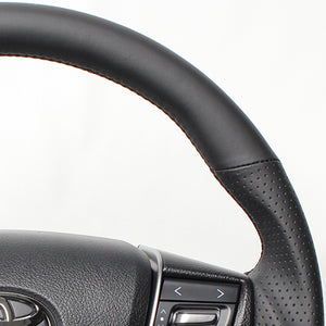 REAL PREMIUM SERIES D SHAPE NAPPA ALL LEATHER BLACK EURO STITCH STEERING WHEEL FOR TOYOTA CROWN ATHLETE 210  S210-LPB-BK