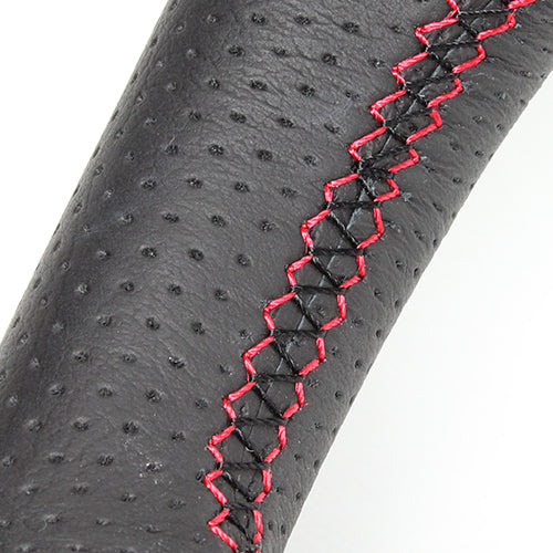 REAL ORIGINAL SERIES GUN GRIP SMALL DIAMETER ROUND SHAPE PEARL RED RED X BLACK EURO STITCH STEERING WHEEL FOR TOYOTA HIACE 200 : 4 TYPE OR KOUKI  H214-RDW-RD