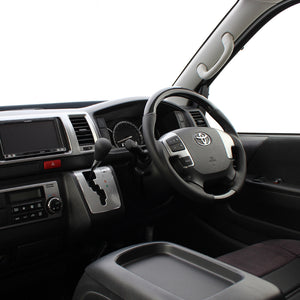 REAL ORIGINAL SERIES GUN GRIP GENUINE SAME DIAMETER ROUND SHAPE BLACK CARBON BLACK EURO STITCH STEERING WHEEL FOR TOYOTA REGIUS ACE 200 : 4 TYPE OR KOUKI  H204-BKC-BK