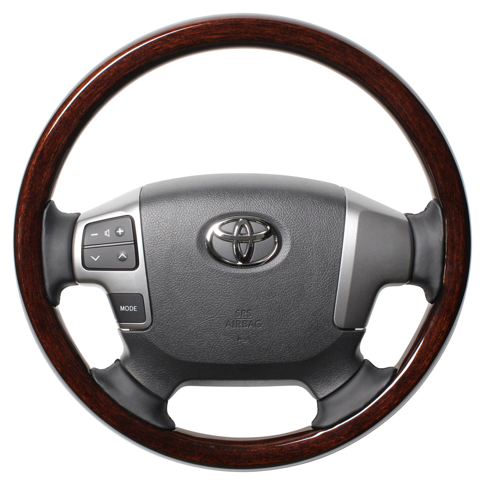 REAL ORIGINAL SERIES ALL WOOD ROUND SHAPE DARK BROWN WOOD BLACK EURO STITCH STEERING WHEEL FOR TOYOTA REGIUS ACE 200 : 4 TYPE OR KOUKI  J200-BRW-BK