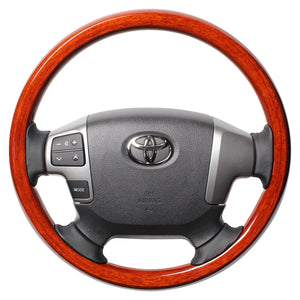 REAL ORIGINAL SERIES ALL WOOD ROUND SHAPE LIGHT BROWN WOOD BLACK EURO STITCH STEERING WHEEL FOR TOYOTA REGIUS ACE 200 : 4 TYPE OR KOUKI  J200-LBW-BK