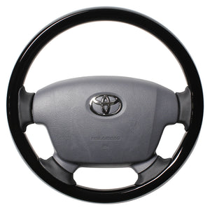 REAL ORIGINAL SERIES ROUND SHAPE PIANO BLACK BLACK EURO STITCH STEERING WHEEL FOR TOYOTA LAND CRUISER 70  J200-PBW-BK