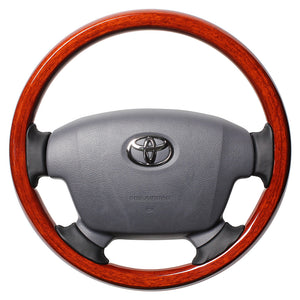 REAL ORIGINAL SERIES ROUND SHAPE LIGHT BROWN WOOD BLACK EURO STITCH STEERING WHEEL FOR TOYOTA LAND CRUISER 70  J200-LBW-BK