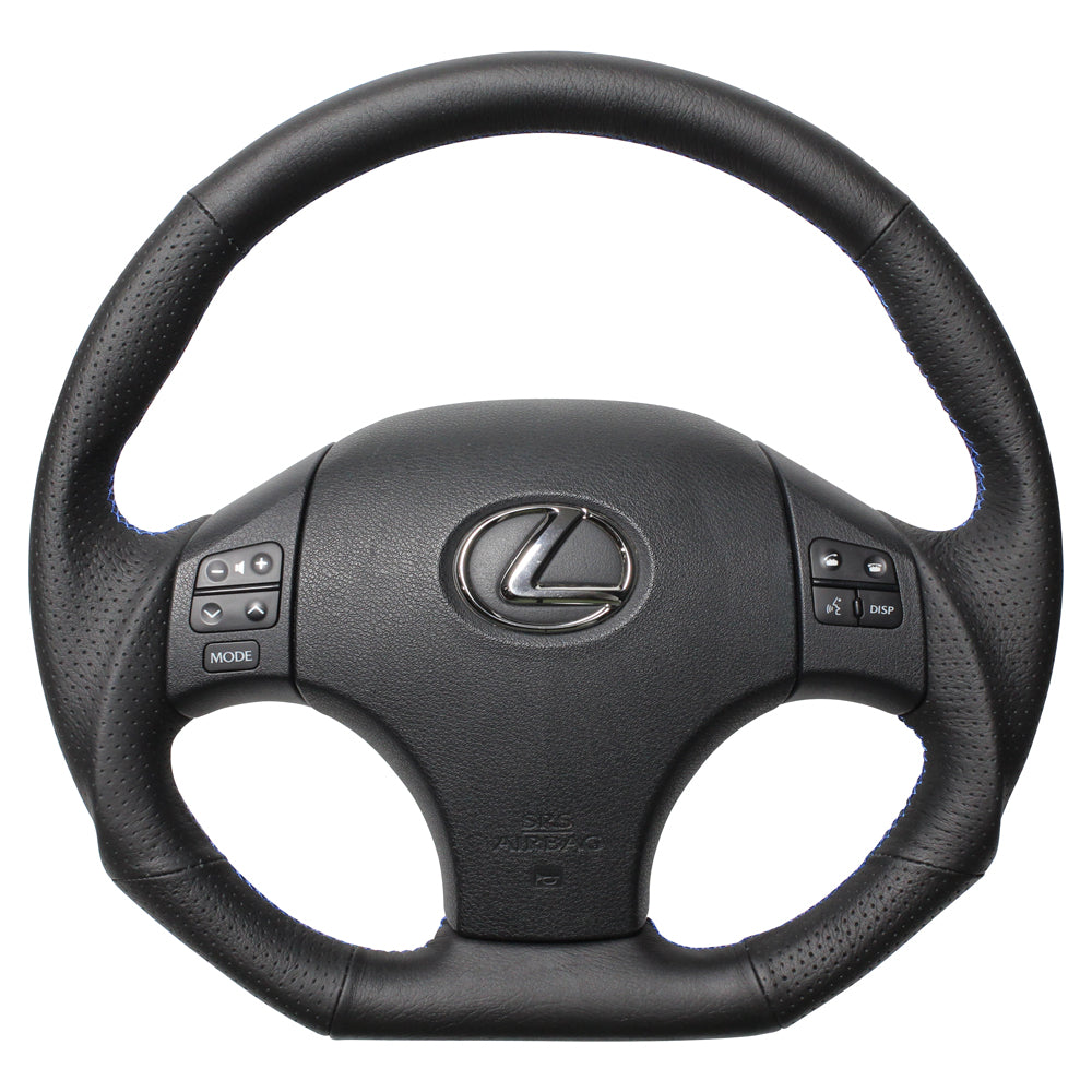 REAL ORIGINAL SERIES D SHAPE BLUE SELECTION BLUE EURO STITCH STEERING WHEEL FOR LEXUS IS 20  ISD-LPB-BL