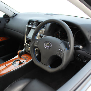 REAL ORIGINAL SERIES D SHAPE BLUE SELECTION BLUE EURO STITCH STEERING WHEEL FOR LEXUS IS 20  ISD-LPB-BL