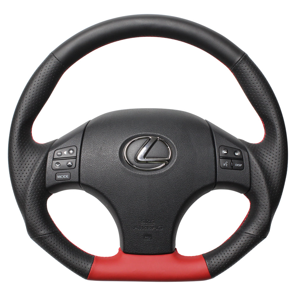 REAL ORIGINAL SERIES D SHAPE RED SELECTION RED EURO STITCH STEERING WHEEL FOR LEXUS IS F 20  ISD-LPB-RD