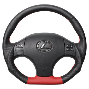 REAL ORIGINAL SERIES D SHAPE RED SELECTION RED EURO STITCH STEERING WHEEL FOR LEXUS IS F 20  ISD-LPB-RD