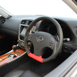 REAL ORIGINAL SERIES D SHAPE RED SELECTION RED EURO STITCH STEERING WHEEL FOR LEXUS IS 20  ISD-LPB-RD