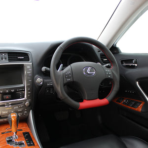 REAL ORIGINAL SERIES D SHAPE RED SELECTION RED EURO STITCH STEERING WHEEL FOR LEXUS IS 20  ISD-LPB-RD