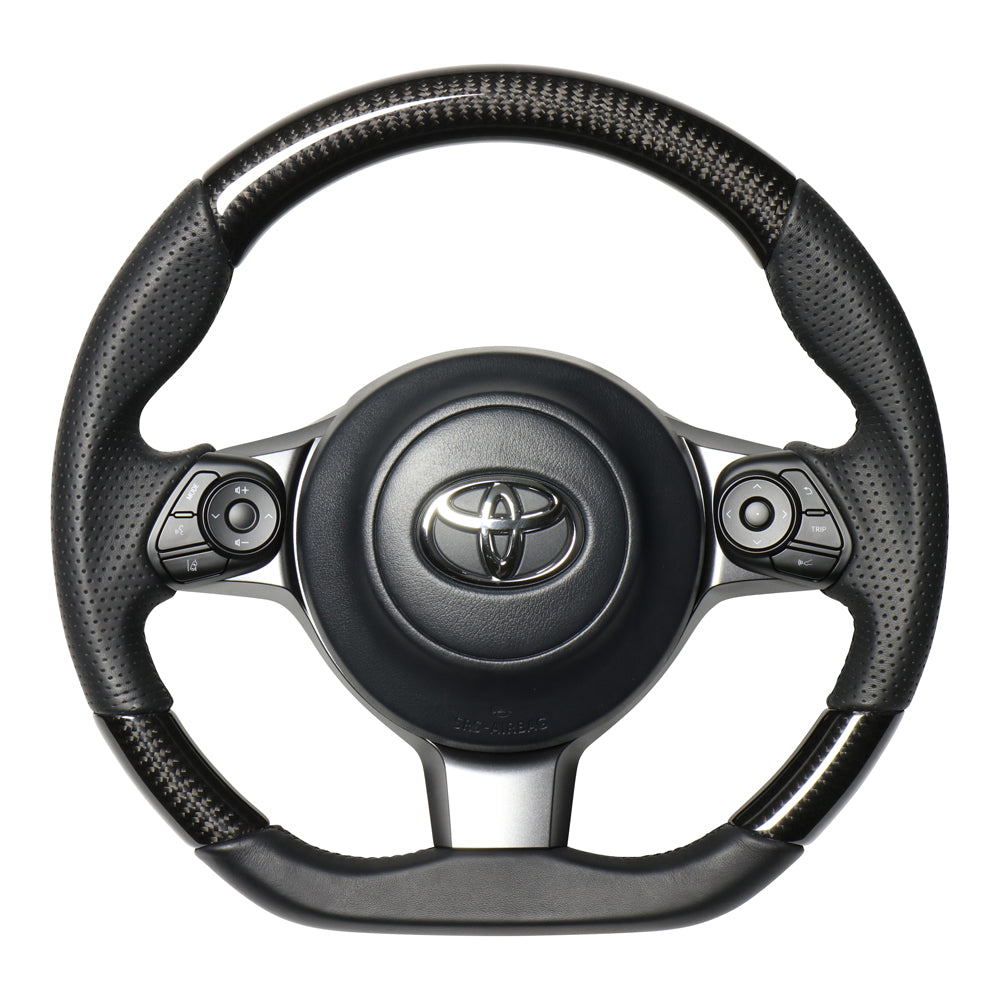 REAL ORIGINAL SERIES D SHAPE BLACK CARBON BLACK EURO STITCH STEERING WHEEL FOR TOYOTA VITZ GR SPORT GR 130  GR-BKC-BK