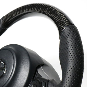 REAL ORIGINAL SERIES D SHAPE BLACK CARBON BLACK EURO STITCH STEERING WHEEL FOR TOYOTA VITZ GRMN 130  GR-BKC-BK