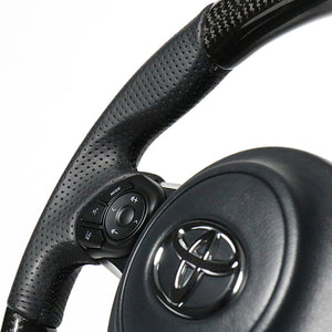 REAL ORIGINAL SERIES D SHAPE BLACK CARBON BLACK EURO STITCH STEERING WHEEL FOR TOYOTA GR86 ZN8  GR-BKC-BK
