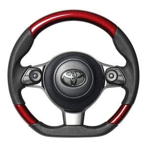 REAL ORIGINAL SERIES D SHAPE RED CARBON BLACK EURO STITCH STEERING WHEEL FOR TOYOTA C-HR GR SPORT 10  GR-RDC-BK