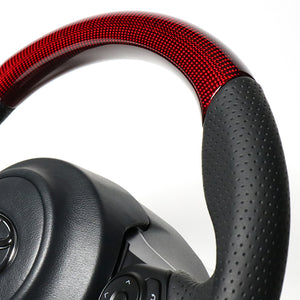 REAL ORIGINAL SERIES D SHAPE RED CARBON BLACK EURO STITCH STEERING WHEEL FOR TOYOTA C-HR GR SPORT 10  GR-RDC-BK