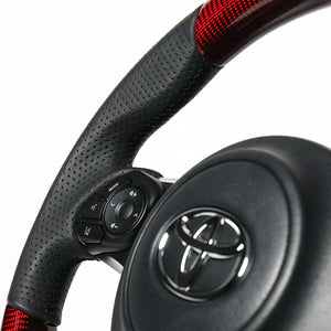 REAL ORIGINAL SERIES D SHAPE RED CARBON BLACK EURO STITCH STEERING WHEEL FOR TOYOTA NOAH GR SPORT 80  GR-RDC-BK