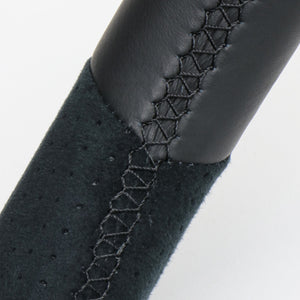 REAL ORIGINAL SERIES D SHAPE BLACK LEATHER & BLACK ULTRA SUEDE BLACK EURO STITCH STEERING WHEEL FOR TOYOTA GR86 ZN8  GR-ALC-BK