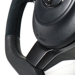 REAL ORIGINAL SERIES D SHAPE BLACK LEATHER & BLACK ULTRA SUEDE BLACK EURO STITCH STEERING WHEEL FOR TOYOTA HARRIER GR SPORT 60  GR-ALC-BK