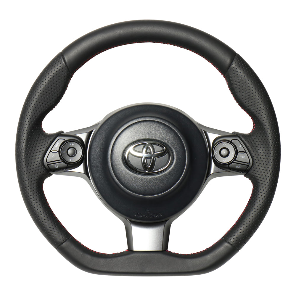 REAL ORIGINAL SERIES D SHAPE ALL LEATHER RED X BLACK EURO STITCH STEERING WHEEL FOR TOYOTA NOAH GR SPORT 80  GR-LPB-RD