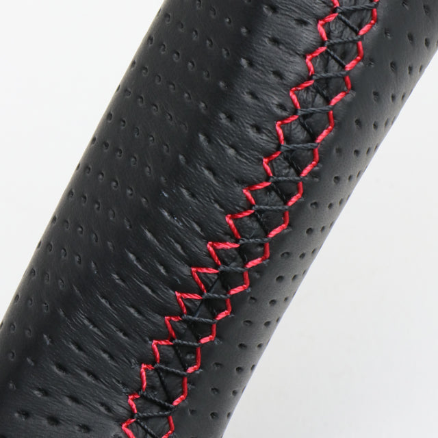 REAL ORIGINAL SERIES D SHAPE ALL LEATHER RED X BLACK EURO STITCH STEERING WHEEL FOR TOYOTA MARK X GRMN 130  GR-LPB-RD