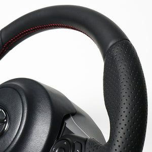 REAL ORIGINAL SERIES D SHAPE ALL LEATHER RED X BLACK EURO STITCH STEERING WHEEL FOR SUBARU BRZ ZC6:LATE  GR-LPB-RD