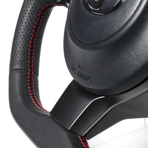 REAL ORIGINAL SERIES D SHAPE ALL LEATHER RED X BLACK EURO STITCH STEERING WHEEL FOR TOYOTA PRIUS PHV GR SPORT 50  GR-LPB-RD