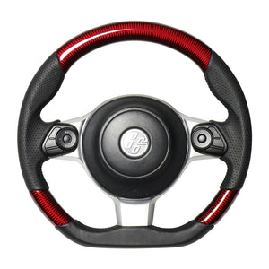 REAL ORIGINAL SERIES D SHAPE RED CARBON BLACK EURO STITCH STEERING WHEEL FOR TOYOTA 86 GR ZN6 GR-RDC-BK