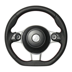 REAL ORIGINAL SERIES D SHAPE ALL LEATHER RED X BLACK EURO STITCH STEERING WHEEL FOR TOYOTA 86 ZN6 KOUKI GR-LPB-RD