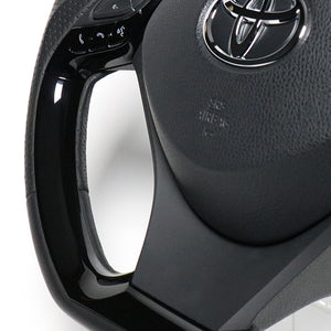 REAL ORIGINAL SERIES PLATE TYPE BLACK CARBON PLATE & PIANO BLACK PANEL BLACK EURO STITCH STEERING WHEEL FOR TOYOTA C-HR 10 50  X10N-BKC-PBP
