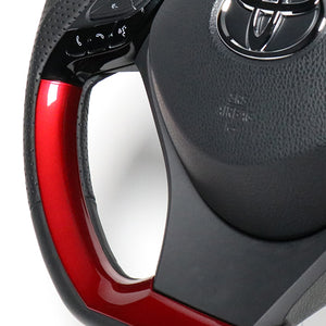 REAL ORIGINAL SERIES PLATE TYPE PEARL RED PLATE & PEARL RED PANEL BLACK EURO STITCH STEERING WHEEL FOR TOYOTA C-HR 10 50  X10N-RDP-RDP