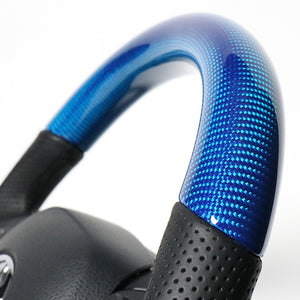 REAL ORIGINAL SERIES COMBINATION TYPE BLUE CARBON & PIANO BLACK PANEL BLACK EURO STITCH STEERING WHEEL FOR TOYOTA C-HR 10 50  X10-BLC-PBP