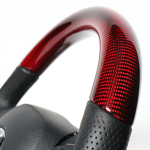 REAL ORIGINAL SERIES COMBINATION TYPE RED CARBON & PIANO BLACK PANEL BLACK EURO STITCH STEERING WHEEL FOR TOYOTA C-HR 10 50  X10-RDC-PBP