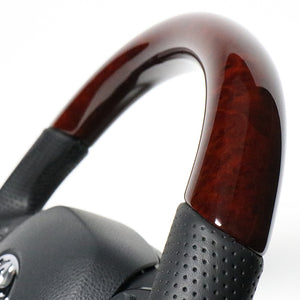 REAL ORIGINAL SERIES COMBINATION TYPE BROWN WOOD & PIANO BLACK PANEL BLACK EURO STITCH STEERING WHEEL FOR TOYOTA C-HR 10 50  X10-BRW-PBP