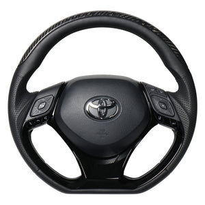 REAL ORIGINAL SERIES SET PLATE TYPE + UNDER PAD SET BLACK CARBON PLATE STEERING + PIANO BLACK UNDER PAD BLACK EURO STITCH STEERING WHEEL FOR TOYOTA C-HR 10 50  X10N-BKC-PBP-PBP