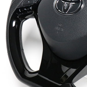REAL ORIGINAL SERIES SET PLATE TYPE + UNDER PAD SET BLACK CARBON PLATE STEERING + PIANO BLACK UNDER PAD BLACK EURO STITCH STEERING WHEEL FOR TOYOTA C-HR 10 50  X10N-BKC-PBP-PBP