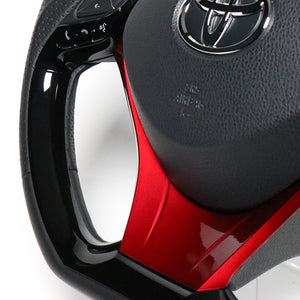 REAL ORIGINAL SERIES SET PLATE TYPE + UNDER PAD SET PEARL RED PLATE & PIANO BLACK PANEL STEERING + PEARL RED UNDER PAD BLACK EURO STITCH STEERING WHEEL FOR TOYOTA C-HR 10 50  X10N-RDP-PBP-RDP