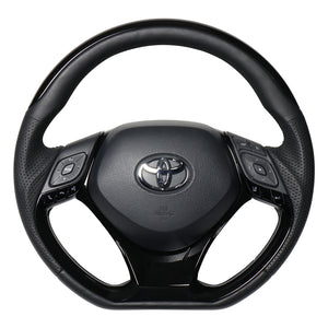 REAL ORIGINAL SERIES SET PLATE TYPE + UNDER PAD SET PIANO BLACK PLATE STEERING + PIANO BLACK UNDER PAD BLACK EURO STITCH STEERING WHEEL FOR TOYOTA C-HR 10 50  X10N-PBP-PBP-PBP