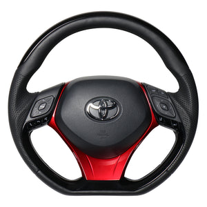 REAL ORIGINAL SERIES SET PLATE TYPE + UNDER PAD SET PIANO BLACK PLATE STEERING + PEARL RED UNDER PAD BLACK EURO STITCH STEERING WHEEL FOR TOYOTA C-HR 10 50  X10N-PBP-PBP-RDP