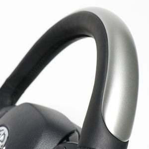 REAL ORIGINAL SERIES SET PLATE TYPE + UNDER PAD SET SILVER PLATE STEERING + PIANO BLACK UNDER PAD BLACK EURO STITCH STEERING WHEEL FOR TOYOTA C-HR 10 50  X10N-SLP-SLP-PBP