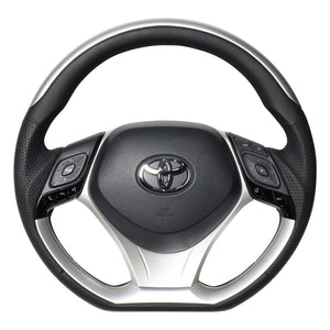 REAL ORIGINAL SERIES SET PLATE TYPE + UNDER PAD SET SILVER PLATE STEERING + SILVER UNDER PAD BLACK EURO STITCH STEERING WHEEL FOR TOYOTA C-HR 10 50  X10N-SLP-SLP-SLP