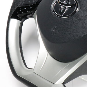 REAL ORIGINAL SERIES SET PLATE TYPE + UNDER PAD SET SILVER PLATE STEERING + SILVER UNDER PAD BLACK EURO STITCH STEERING WHEEL FOR TOYOTA C-HR 10 50  X10N-SLP-SLP-SLP