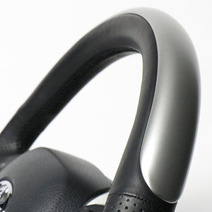 REAL ORIGINAL SERIES SET PLATE TYPE + UNDER PAD SET SILVER PLATE STEERING + WHITE UNDER PAD BLACK EURO STITCH STEERING WHEEL FOR TOYOTA C-HR 10 50  X10N-SLP-SLP-WHP