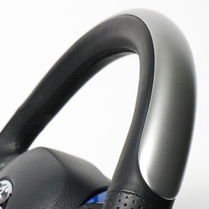 REAL ORIGINAL SERIES SET PLATE TYPE + UNDER PAD SET SILVER PLATE STEERING + PEARL BLUE UNDER PAD BLACK EURO STITCH STEERING WHEEL FOR TOYOTA C-HR 10 50  X10N-SLP-SLP-BLP