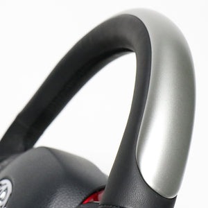 REAL ORIGINAL SERIES SET PLATE TYPE + UNDER PAD SET SILVER PLATE STEERING + PEARL RED UNDER PAD BLACK EURO STITCH STEERING WHEEL FOR TOYOTA C-HR 10 50  X10N-SLP-SLP-RDP