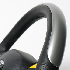 REAL ORIGINAL SERIES SET PLATE TYPE + UNDER PAD SET SILVER PLATE STEERING + YELLOW UNDER PAD BLACK EURO STITCH STEERING WHEEL FOR TOYOTA C-HR 10 50  X10N-SLP-SLP-YLP