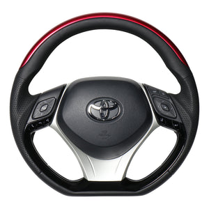 REAL ORIGINAL SERIES SET PLATE TYPE + UNDER PAD SET PEARL RED PLATE & PIANO BLACK PANEL STEERING + SILVER UNDER PAD BLACK EURO STITCH STEERING WHEEL FOR TOYOTA C-HR 10 50  X10N-RDP-PBP-SLP