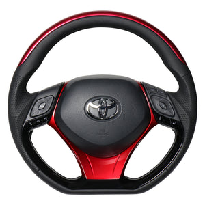 REAL ORIGINAL SERIES SET PLATE TYPE + UNDER PAD SET PEARL RED PLATE & PIANO BLACK PANEL STEERING + PEARL RED UNDER PAD BLACK EURO STITCH STEERING WHEEL FOR TOYOTA C-HR 10 50  X10N-RDP-PBP-RDP