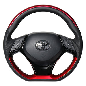REAL ORIGINAL SERIES SET PLATE TYPE + UNDER PAD SET PEARL RED PLATE & PEARL RED PANEL STEERING + PIANO BLACK UNDER PAD BLACK EURO STITCH STEERING WHEEL FOR TOYOTA C-HR 10 50  X10N-RDP-RDP-PBP