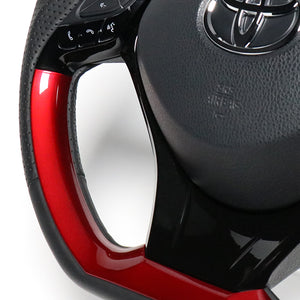 REAL ORIGINAL SERIES SET PLATE TYPE + UNDER PAD SET PEARL RED PLATE & PEARL RED PANEL STEERING + PIANO BLACK UNDER PAD BLACK EURO STITCH STEERING WHEEL FOR TOYOTA C-HR 10 50  X10N-RDP-RDP-PBP